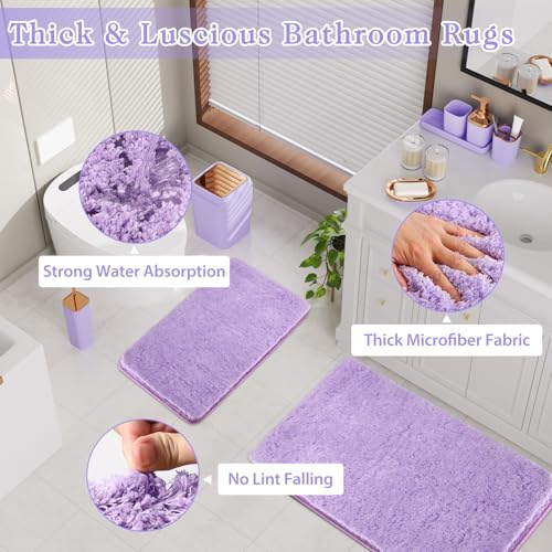 Complete Bathroom Accessory Set with Ombre Shower Curtain and Non-Slip Rugs