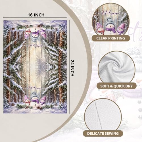 Snowman-2 Rustic Farmhouse Christmas Kitchen Towels 16x24in WAITPI