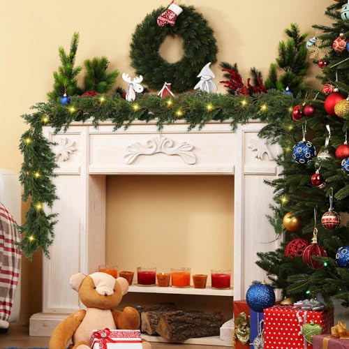 2 Pack 9 ft Christmas Cedar Garland with 60 LED Lights – Jutom