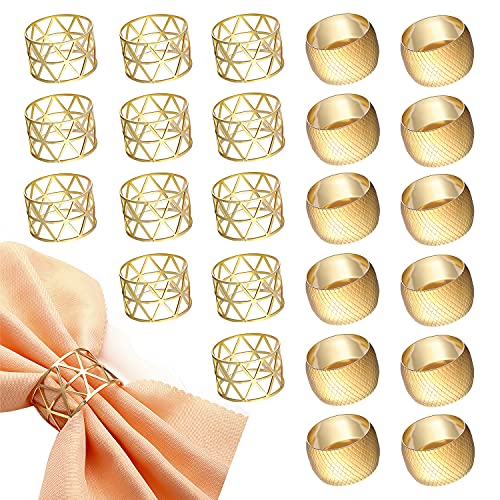 24 Pack Gold Round Metal Napkin Rings - Elegant Table Decor for Weddings & Holidays