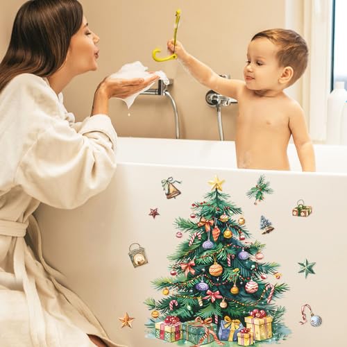 Green Christmas Tree Window Clings - Peel & Stick Holiday Wall Decals