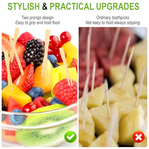 400PCS Bamboo Appetizer Forks - 3.5 Inch Eco-Friendly Food Picks for Parties