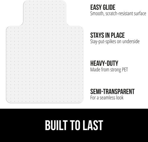 Gorilla Grip Rug Gripper Pads - 8 Pack Black Office Chair Mat for Carpet | 32.5x48 Inch Clear Size