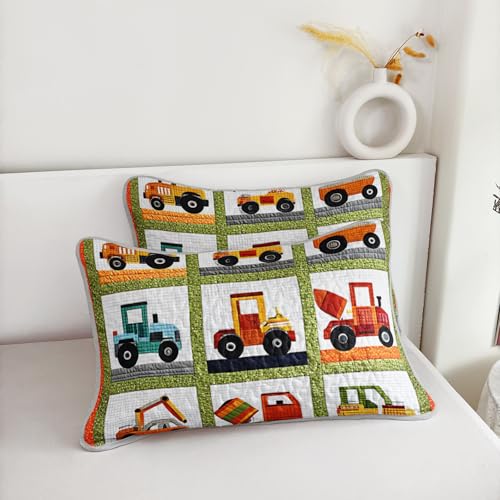 Cartoon Construction Vehicle Quilt Set - Full/Queen Bedding for Kids