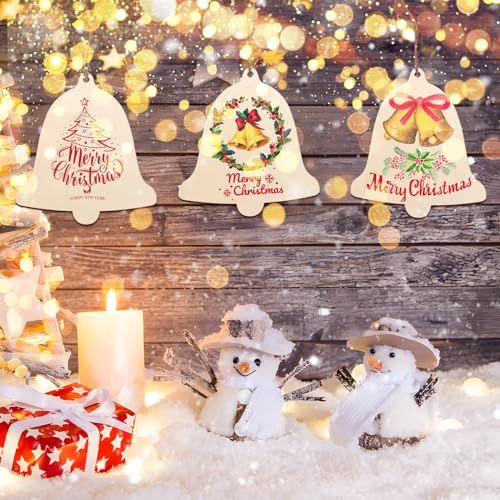 Sophena Bell Third DIY Large 7" Unfinished Wood Ornaments Set, 10pcs — Paint & Hang for Christmas