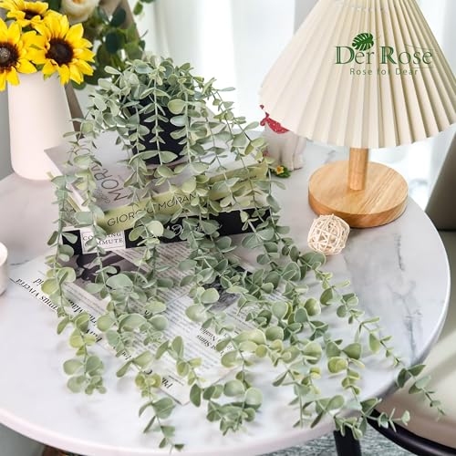 Artificial Hanging Eucalyptus Plant in Black Pot - 24 Inch Faux Greenery Decor