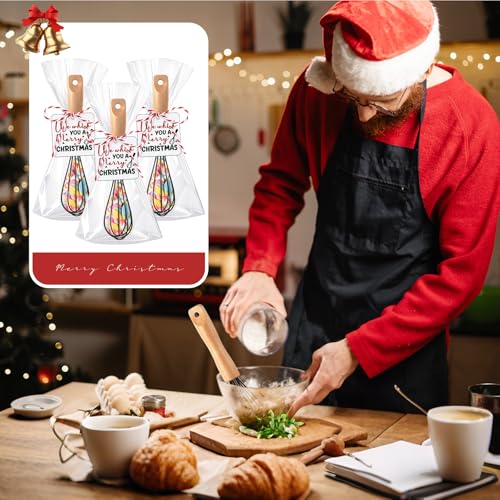 Baderke Christmas Gift Set with 20 Black Silicone & Wood Egg Whisks & Accessories