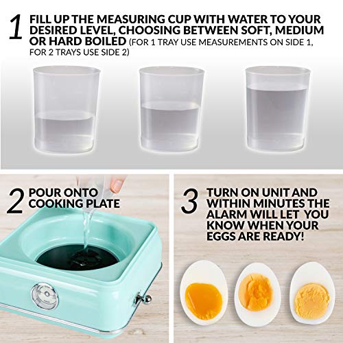 Nostalgia CLEC14AQ Retro Premium 14 Capacity Electric Large Hard-Boiled Egg Cooker, Poached, Scrambled, Omelets, Whites, Sandwiches, for Keto & Low-Carb Diets, Aqua