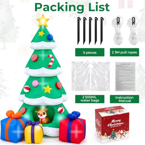 HMAZAE 10ft Green Inflatable Christmas Tree with Built-in LED Lights, Waterproof Outdoor Yard Decor