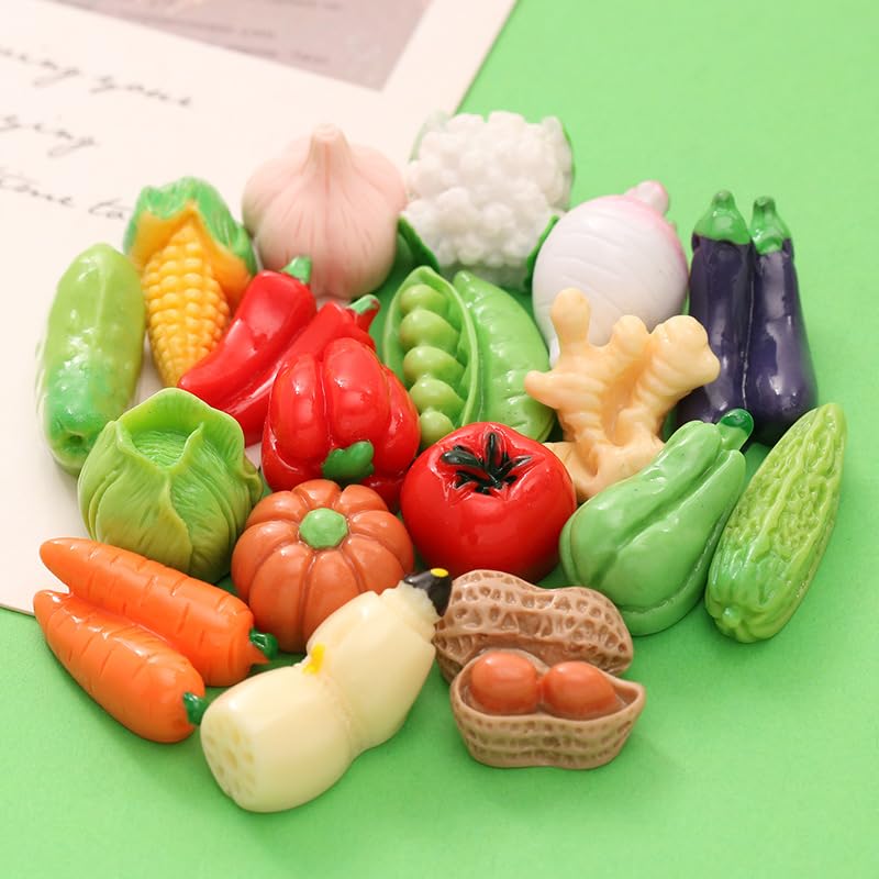 50Pcs Miniature Artificial Vegetables, Realistic Resin Produce Figurines