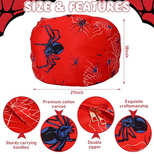 27-Inch Spider Stuffed Animal Storage Bean Bag Chair Cover for Kids