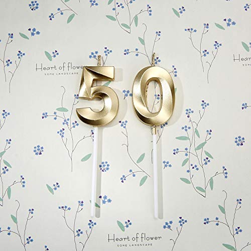 Gold Number 50 Birthday Candles - 2 Pack for Celebrations