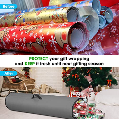 Wrapping Paper Storage Bag 40 Inch Under Bed Gift Wrap Organizer Gray