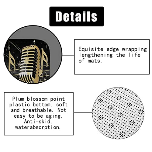 Musical Note Shower Curtain Set with Rugs & Hooks - 4 Piece Bath Decor