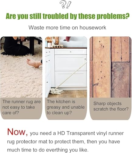 Clear PVC Floor Runner Mat - Non-Slip Hardwood & Carpet Protector, 4x5ft