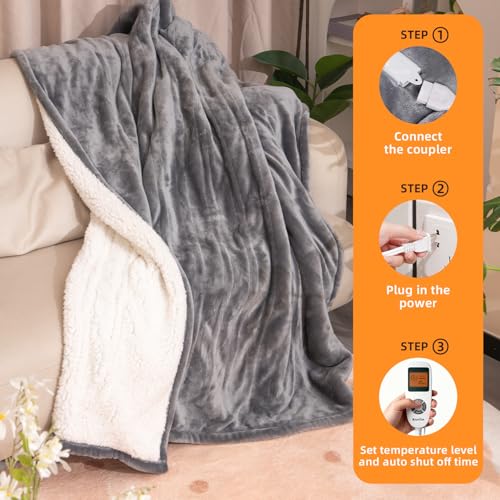 Electric Heated Throw Blanket, 50x60 Inches, 10 Heat Settings & Auto-Off
