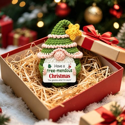 Ainubio Green Christmas Gnome - Emotional Support Crochet Tree Decor