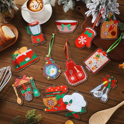 Christmas Baking Ornaments Set - 12 Kitchen Themed Holiday Decorations