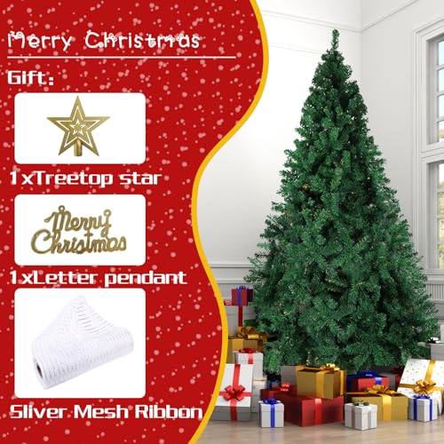 BDL 6FT Green Artificial Christmas Tree with 800 Tips, Hinged Design & Metal Stand