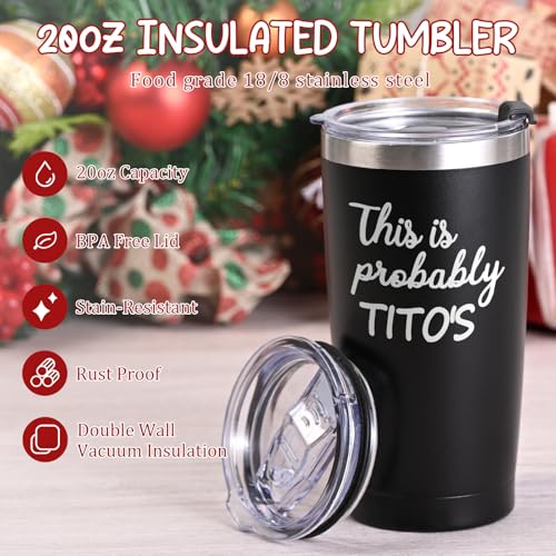 20oz Insulated Titos Vodka Travel Tumbler - Black, Funny Gift for Men Dad Husband Coworkers