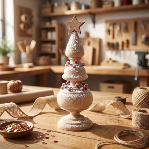 2Pcs Unfinished Solid Wood Decorative Finials 6.3-inch for DIY Home Decor