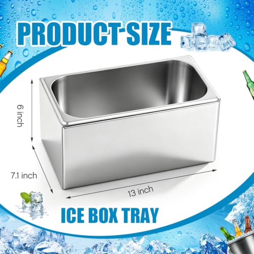 Honeydak Stainless Steel Ice Bin with Removable Tray 13x7x6 Inches for Buffet & Party