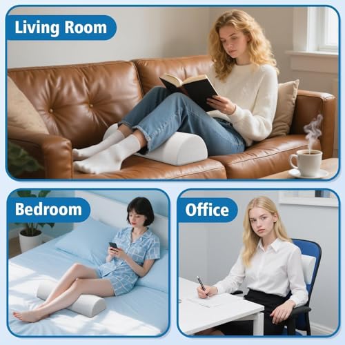 Memory Foam Knee Pillow for Side Sleepers - Half Moon Bolster for Pain Relief