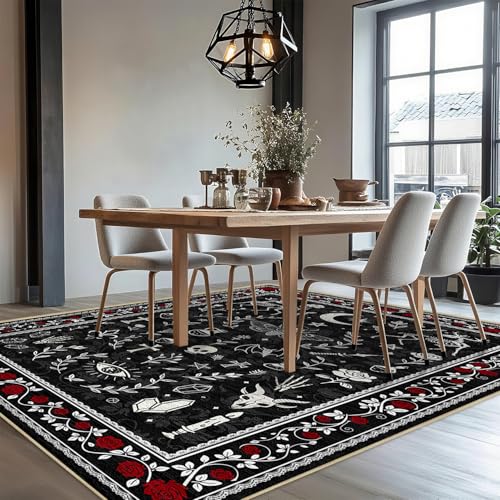 Gothic 3x5 Area Rug Dark Academia, Machine Washable - Lvsoamz 3' x 5' Rectangular