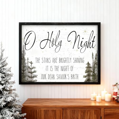 Ronasip Framed Christmas Wall Decor - Black, 12 x 16.5 Inches, Rustic Holiday Sign