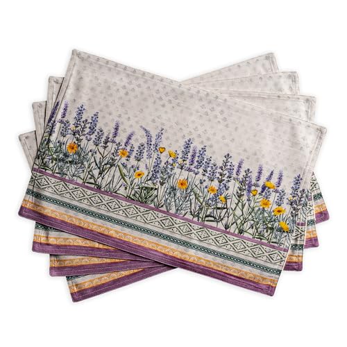 Maison d'Hermine Fanny Lavender 13x19 Placemats Set of 4 - 100% Cotton, Reusable