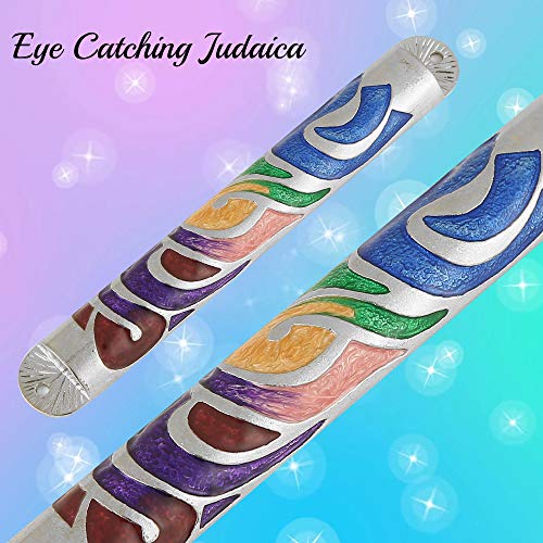Hand Painted Enamel Mezuzah 6-inch with Hebrew Shin for Door Wall Decor
