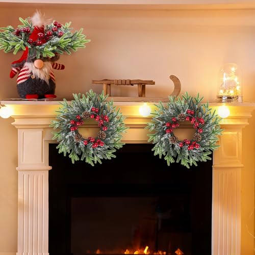 YLOLUL 18 Pcs Christmas Candle Ring Wreath Set - Mini Holiday Decor for Front Door & Kitchen