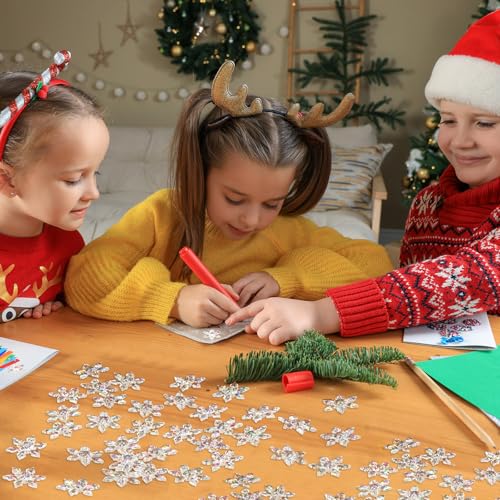 BOARDFEB Transparent Snowflakes - 240Pcs Winter Snowflake Vase Filler Acrylic Crystals Gems