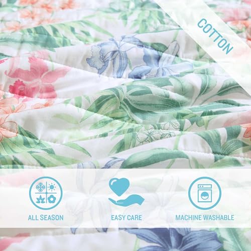Reversible Queen Quilt Set - 100% Cotton Coastal Bedding with Shams