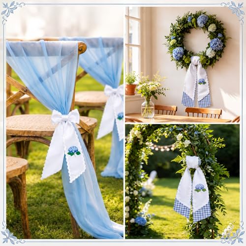Hydrangea Wreath Sash 2 Piece Set Ric Rac Trim Front Door Decor