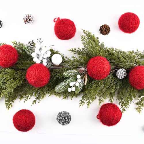 CCAMSSELY Burgundy Christmas Crochet Ornaments 3.15 Inch - Shatterproof Holiday Decorations Bulk Pack of 9