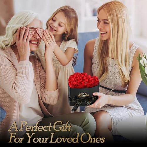 16 Preserved Red Roses in a Box - Eternal Real Rose Gift for Women