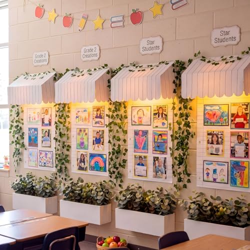 20-Piece Classroom Bulletin Board Awning Decor Kit with LED Lights