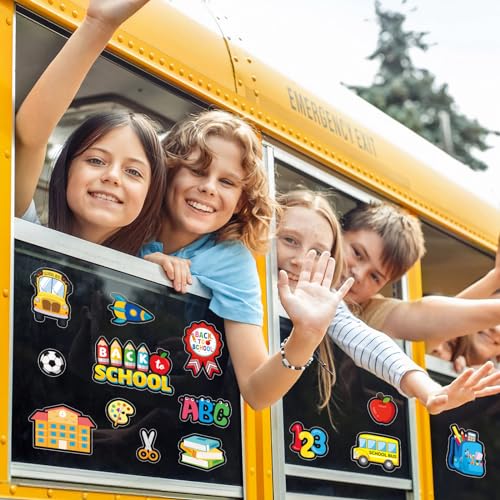 Back to School Window Gel Clings - 50 Reusable Decorative Stickers