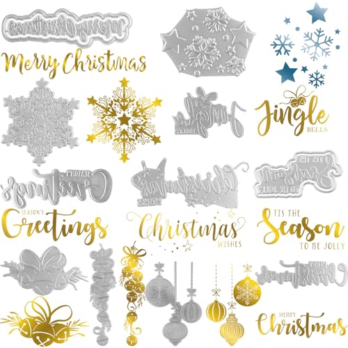 11 Pcs Hot Foil Plate Set – Christmas Words & Snowflake Dies for Card Making (CYFUN DESIGN) variation: 11 Pcs Foil Plate