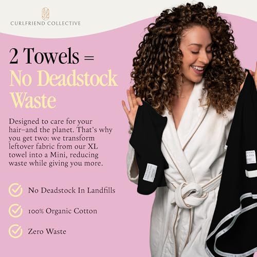 Cotton Hair Towel Duo: XL and Mini T-Shirt Towels for Curly Hair