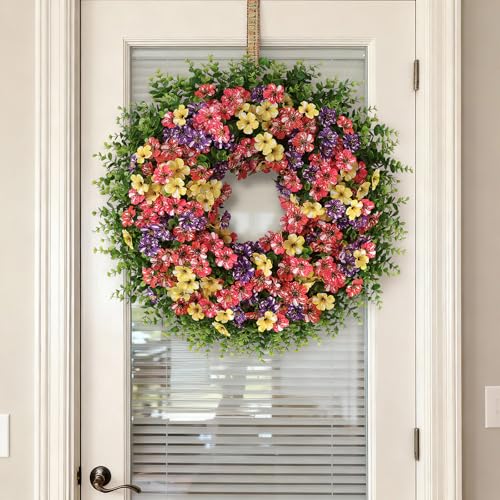 26-Inch Artificial Eucalyptus & Morning Glory Wreath for Front Door