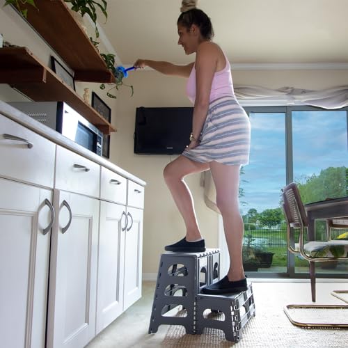 2-Step Folding Stool, Collapsible Non-Slip Step Ladder for Home & Kitchen