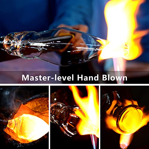 Hand Blown Crystal Wine Glasses Set - 19 oz Long Stem Tulip Wine Glass, 4 Pack
