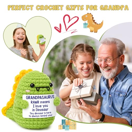 Grandpasaurus Crochet Dinosaur - I Love You Grandpa Gift for Grandfather (Variation: OCCdesign grandpa)