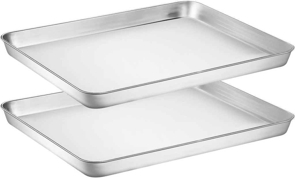 Wildone Baking Sheet Set of 2 - Heavy-Duty Stainless Steel Cookie Pans | Non-Toxic, Easy Clean, 16 x 12 x 1 Inch