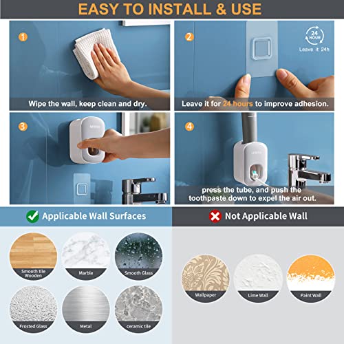 Automatic Toothpaste Dispenser Wall Mounted Hands-Free Squeezer Holder