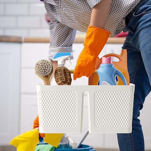 Portable Shower Caddy with Wooden Handle - 3-Compartment Bathroom Organizer