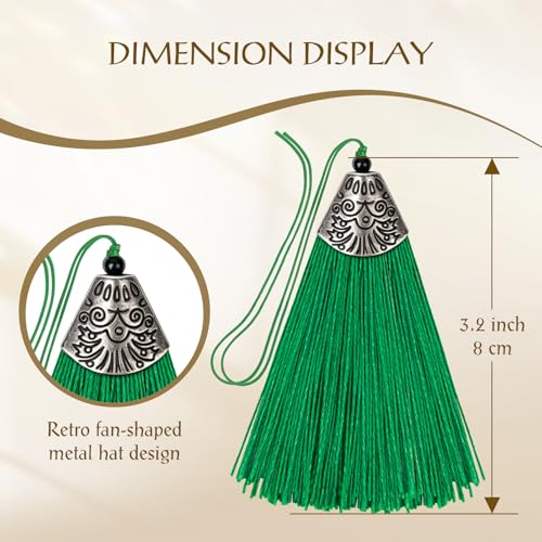 20pcs Boho Silk Tassel Charms with Antique Silver Caps for DIY Jewelry Craft