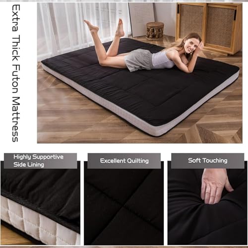 Full Size Japanese Floor Mattress, Extra Thick Folding Futon Sleeping Pad